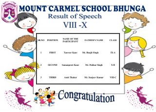 Result Of September's  Month  Competitions