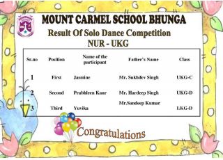 Result Of September's  Month  Competitions