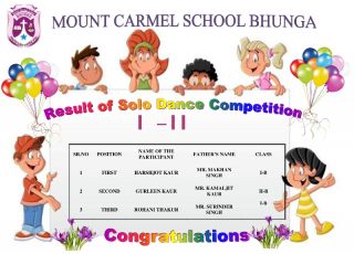 Result Of September's  Month  Competitions