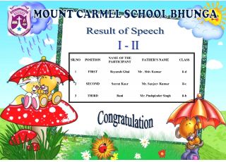 Result Of September's  Month  Competitions
