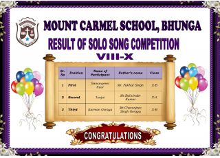 Result Of September's  Month  Competitions