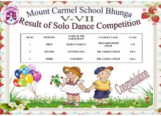 Result Of September's  Month  Competitions